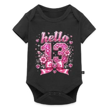 Hello 13 Diamonds and Pink Bow | Birthday - Baby Premium short-sleeve bodysuit - black - Front