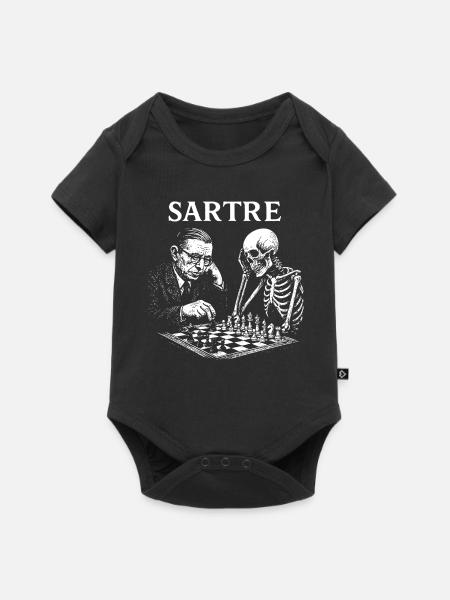 Sartre spielt Schach mit Skelett - Baby Premium Kurzarmbody - Schwarz