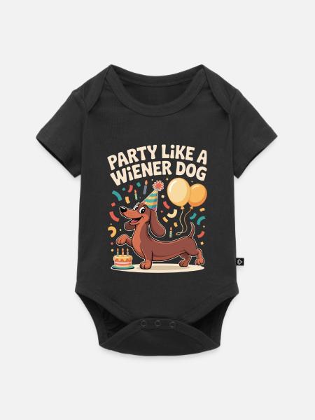 Party Dackel - Baby Premium Kurzarmbody - Schwarz