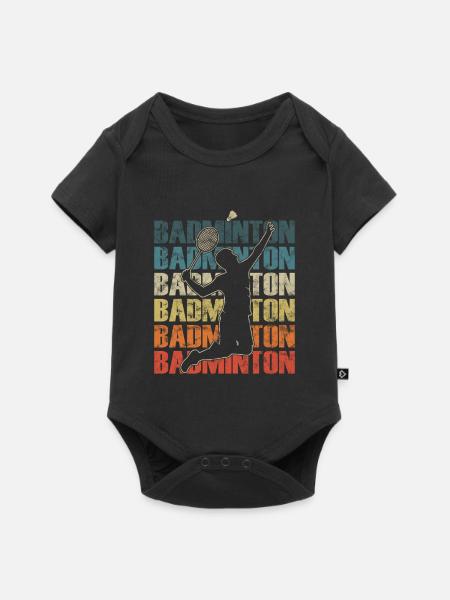 Badmintonspieler Smash Im Retro-Stil - Baby Premium Kurzarmbody - Schwarz
