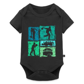 Bowling Skittles Retro Graphic for Bowlers - Baby Premium short-sleeve bodysuit - black - Front