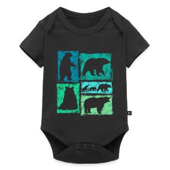 Bear Retro Graphic Vintage Animal Print - Baby Premium short-sleeve bodysuit - black - Front