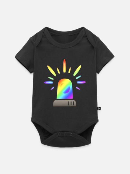 Regenbogen Sirene Warnleuchte - Baby Premium Kurzarmbody - Schwarz