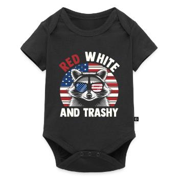 Patriotic Raccoon American Flag Trash Panda - Baby Premium short-sleeve bodysuit - black - Front
