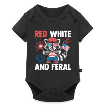 Patriotic Raccoon American Flag Trash Panda - Baby Premium short-sleeve bodysuit - black - Front