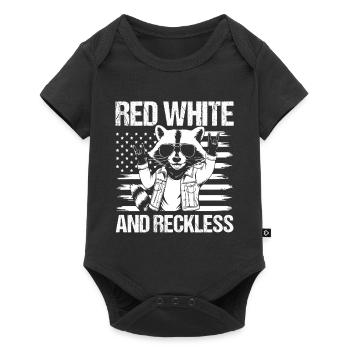 Patriotic Raccoon American Flag Trash Panda - Baby Premium short-sleeve bodysuit - black - Front
