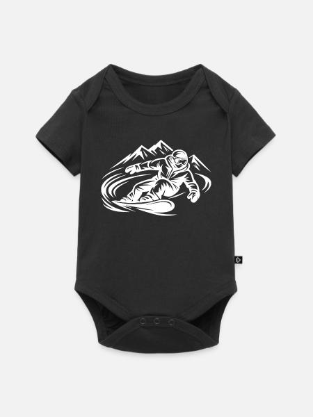 Snowboarder in den Bergen – Snowboard Action - Baby Premium Kurzarmbody - Schwarz
