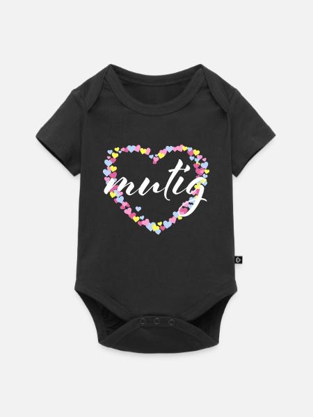 mutig Mut Mutmacher - Pastell Herz - Baby Premium Kurzarmbody - Schwarz