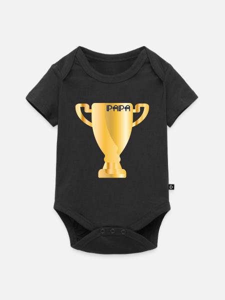 Sport Pokal Papa - Baby Premium Kurzarmbody - Schwarz
