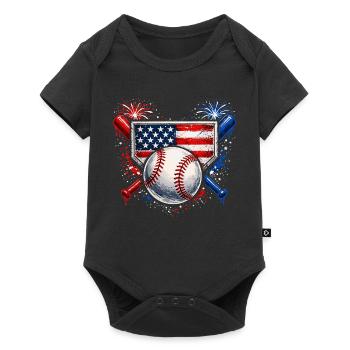 Baseball Américain USA Drapeau Vintage - Body à manches courtes Premium Bébé - noir - Devant