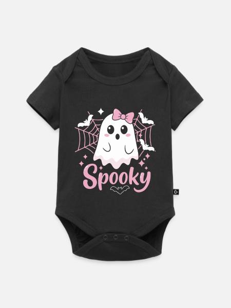 Spooky Ghost Halloween - Baby Premium Kurzarmbody - Schwarz