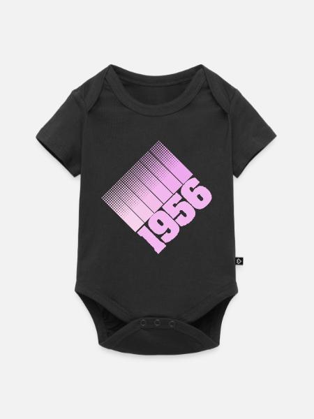 1956 Dots Retro Zahlendesign - Baby Premium Kurzarmbody - Schwarz