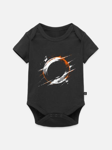Orangene Enso-Splash-Kreis - Baby Premium Kurzarmbody - Schwarz