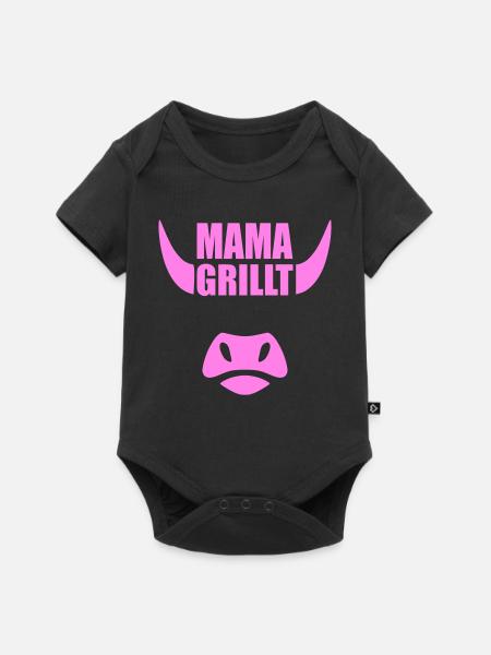 MAMA GRILLT BBQ - Baby Premium Kurzarmbody - Schwarz