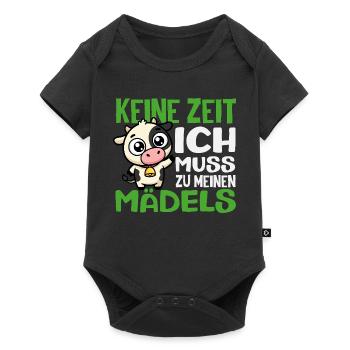 Keine Zeit Ich Muss Zu Meinen Mädels Kuh Bauer - Baby Premium Kurzarmbody - Schwarz - Vorne