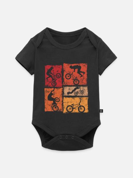 BMX Biker Stunts Im Retro-Stil - Baby Premium Kurzarmbody - Schwarz