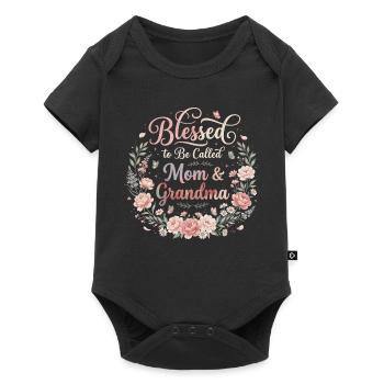 Mama & Oma | Geschenk von Mama und Großmutter - Baby Premium Kurzarmbody - Schwarz - Vorne