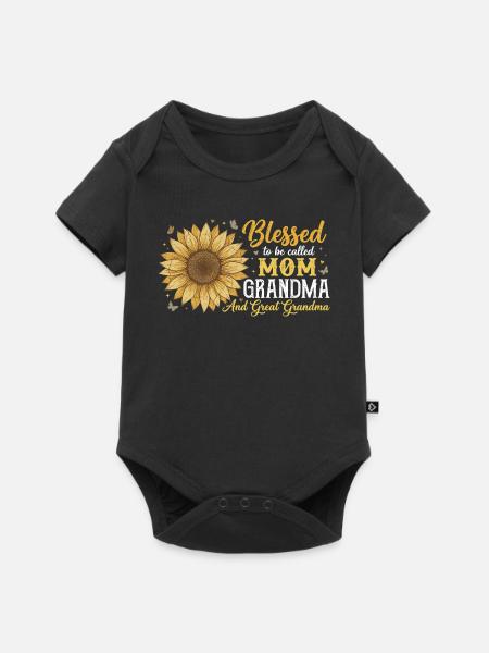 Urgroßmutter-Oma Sonnenblumen-Geschenk - Baby Premium Kurzarmbody - Schwarz