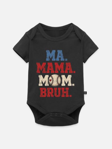 Mama Baseball-Bruh Humor-Geschenkjunge - Baby Premium Kurzarmbody - Schwarz
