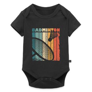 Retro print with badminton racket and shuttlecock - Baby Premium short-sleeve bodysuit - black - Front