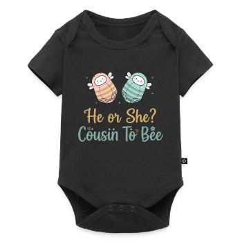Gender Reveal He Or She Cousin To Bee Baby Shower - Baby Premium short-sleeve bodysuit - black - Front