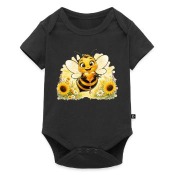 abeille, apiculteur, nid d’abeille, fleurs, insecte des prairies, - Body à manches courtes Premium Bébé - noir - Devant