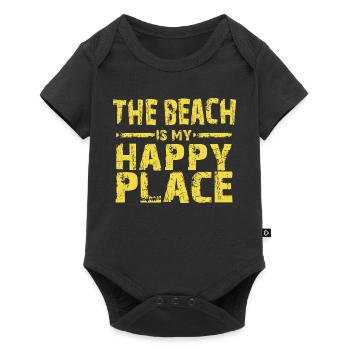 The beach is my happy place - Baby Premium short-sleeve bodysuit - black - Front