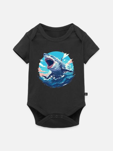 Weißer Haie Weißer Hai - Baby Premium Kurzarmbody - Schwarz