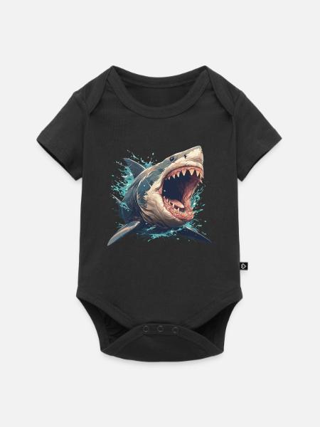 Weißer Haie Weißer Hai - Baby Premium Kurzarmbody - Schwarz