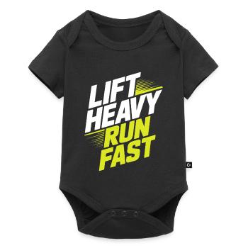 Lift Heavy Run Fast Gym Kraftsport Workout Fitness - Baby Premium Kurzarmbody - Schwarz - Vorne