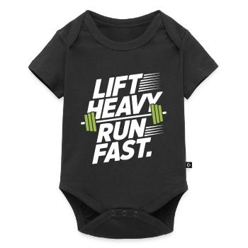 Lift Heavy Run Fast Gym Kraftsport Workout Fitness - Baby Premium Kurzarmbody - Schwarz - Vorne