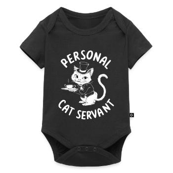 Cat Waiter with Tea - Baby Premium short-sleeve bodysuit - black - Front