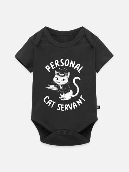 Katzenkellner mit Tee - Baby Premium Kurzarmbody - Schwarz