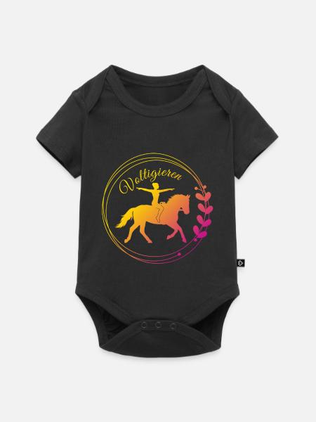 Voltigieren Grundsitz – Geschenk für Voltigierer - Baby Premium Kurzarmbody - Schwarz