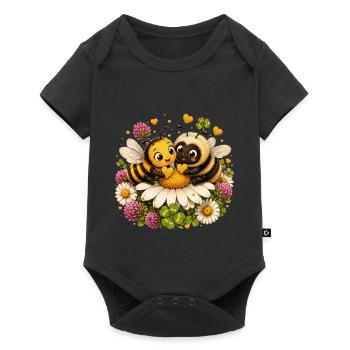 abeille, apiculteur, nid d’abeille, fleurs, insecte des prairies, - Body à manches courtes Premium Bébé - noir - Devant
