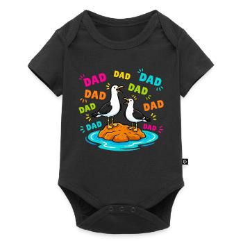 Papa Papa Papa - Drôles Mouettes Enfants - Body à manches courtes Premium Bébé - noir - Devant