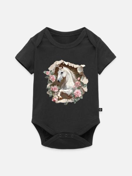 Pferd - Baby Premium Kurzarmbody - Schwarz
