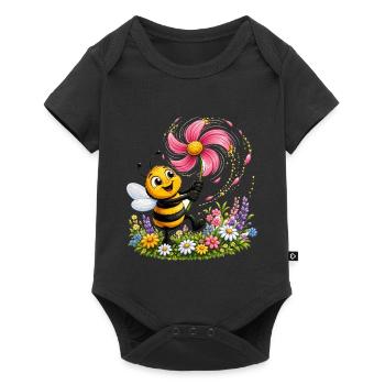 abeille, apiculteur, nid d’abeille, fleurs, insecte des prairies, - Body à manches courtes Premium Bébé - noir - Devant