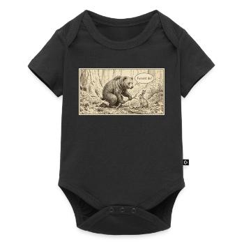 Waldgespräch: Bär und Hase - Baby Premium Kurzarmbody - Schwarz - Vorne