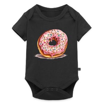 Pink donut with sprinkles - Baby Premium short-sleeve bodysuit - black - Front