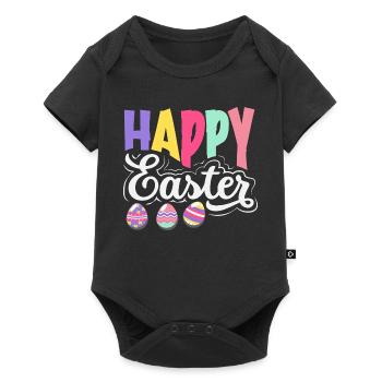 Joyeuse Pâques, douce chasse aux œufs du lapin, œufs de Pâques - Body à manches courtes Premium Bébé - noir - Devant