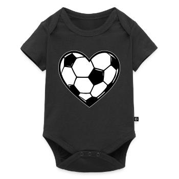 Herzball Fußball-Liebe - Baby Premium Kurzarmbody - Schwarz - Vorne