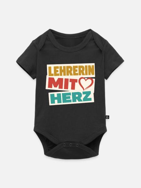 Lehrerin mit Herz! - Baby Premium Kurzarmbody - Schwarz