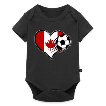 Canada Flag Soccer avec Cœur - Body à manches courtes Premium Bébé - noir - Devant