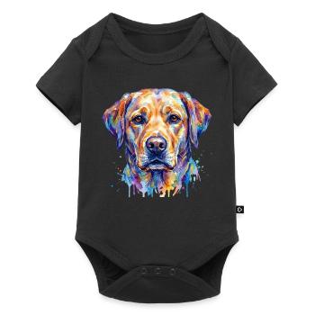 Colorful Dog Watercolor Portrait - Baby Premium short-sleeve bodysuit - black - Front