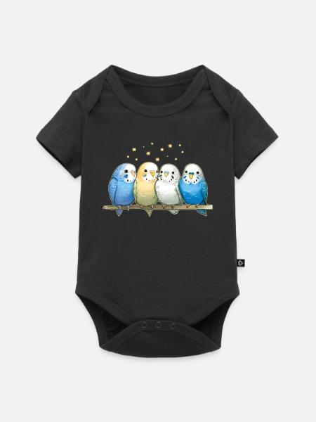 Wellensittiche Gruppe - Baby Premium Kurzarmbody - Schwarz