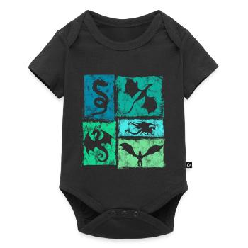 Dragon Retro Graphic - Mystical Mythical Creatures - Baby Premium short-sleeve bodysuit - black - Front