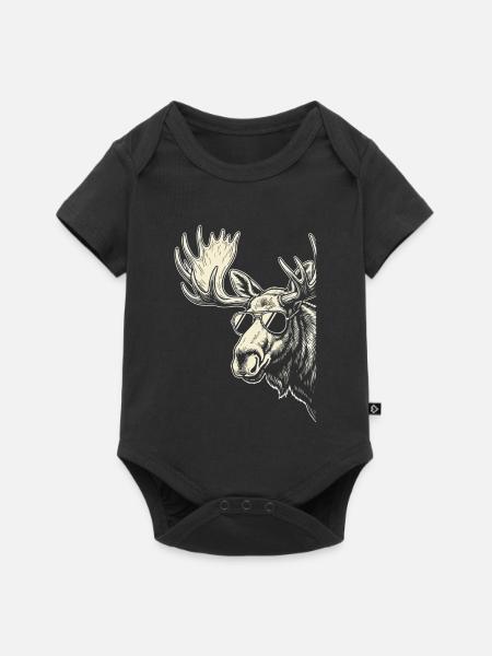 Moose mit Sonnenbrille Graphic - Baby Premium Kurzarmbody - Schwarz