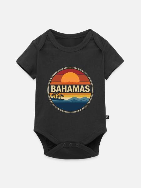 Bahamas Sonnenuntergang Retro - Baby Premium Kurzarmbody - Schwarz