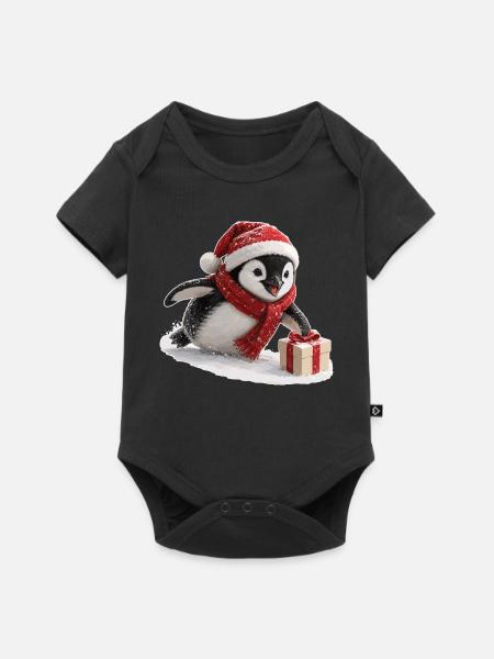 Weihnachts Pinguin - Baby Premium Kurzarmbody - Schwarz